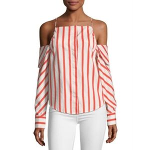 StyleKeepers | "Can't Be Tamed" Cold Shoulder Striped Poplin Top